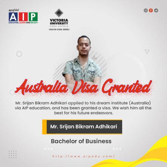 Australia visa granted at aip education